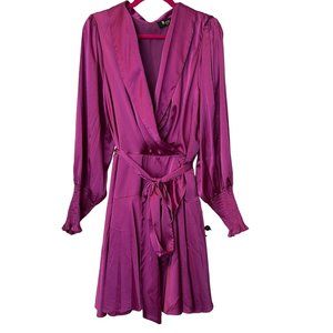 Merrit Dress Womens 1XL Purple Long Sleeve Satin New Mini Solid